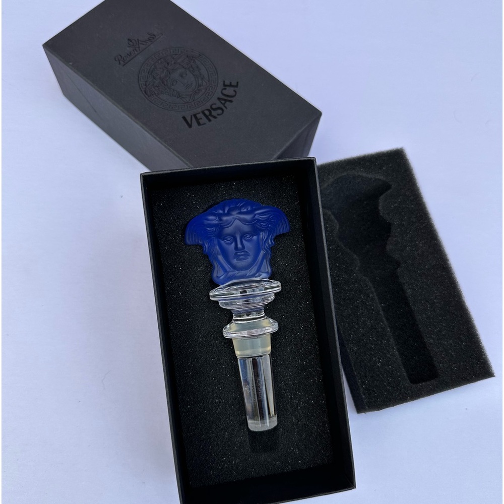 Rosenthal Crystal - Versace Medusa Cobalt Blue Crystal Bottle Stopper